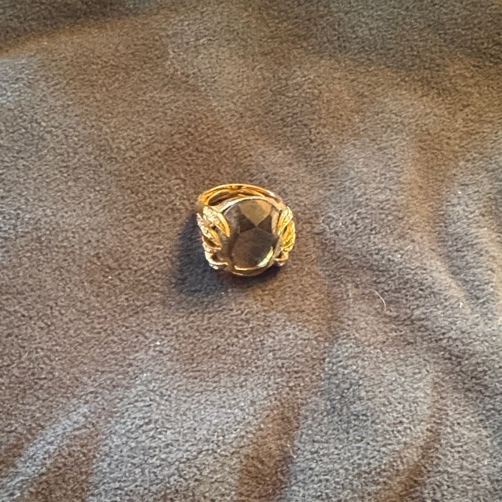Stella & Dot Gold Ring with Black Stone